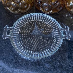 Jeannette Glass Co. - Round Hobnail Serving Tray with Tab Handles